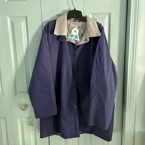 Acadia Womens Purple Waterproof Fleece Lined Button Up Rain Coat Jacket XXL
